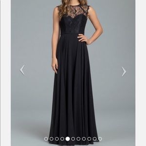 NWT Hayley Paige black lace evening gown
